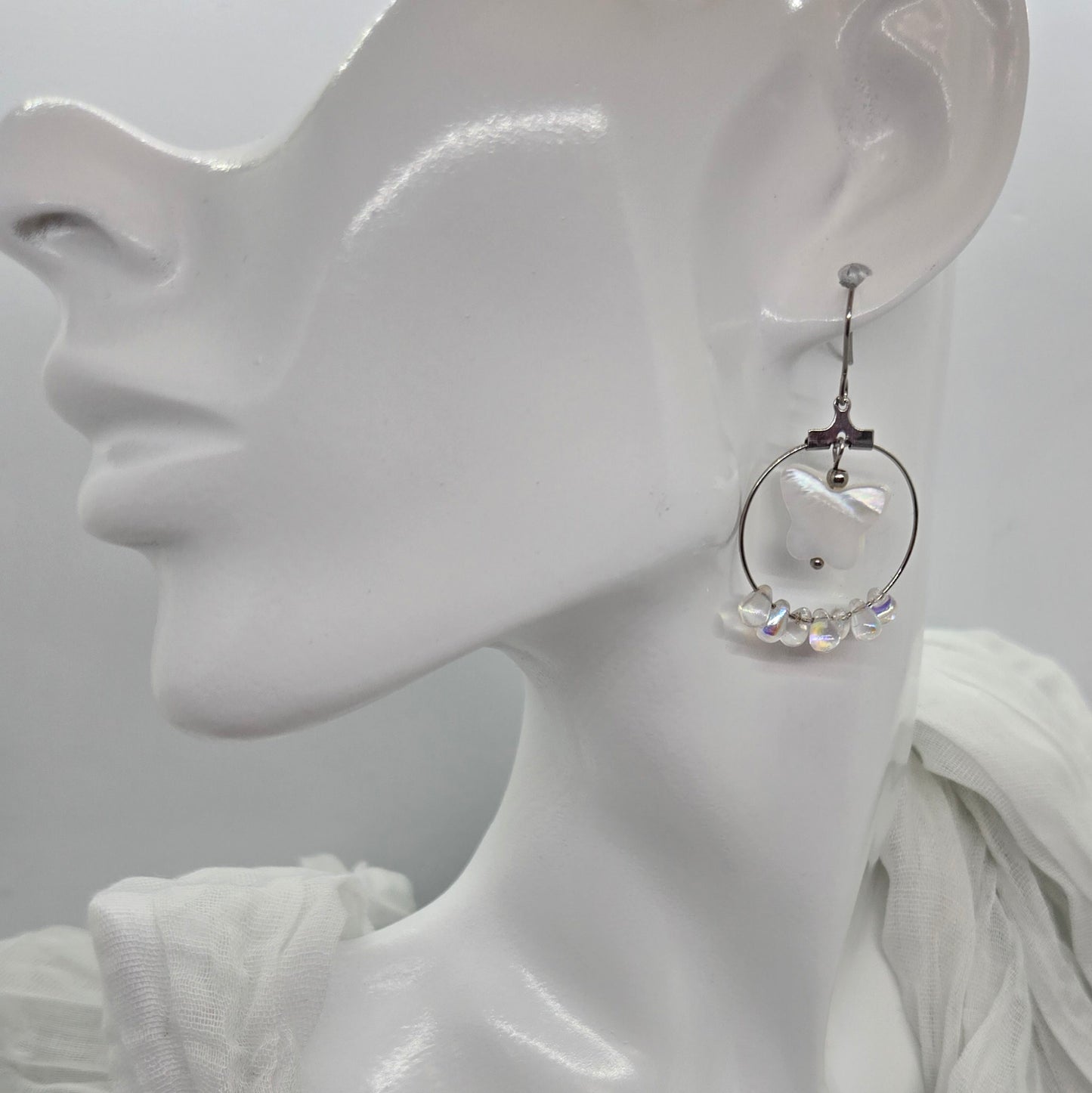 White Butterfly Earrings