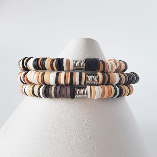 Shades of Brown Polymer Clay Stretch Bracelet
