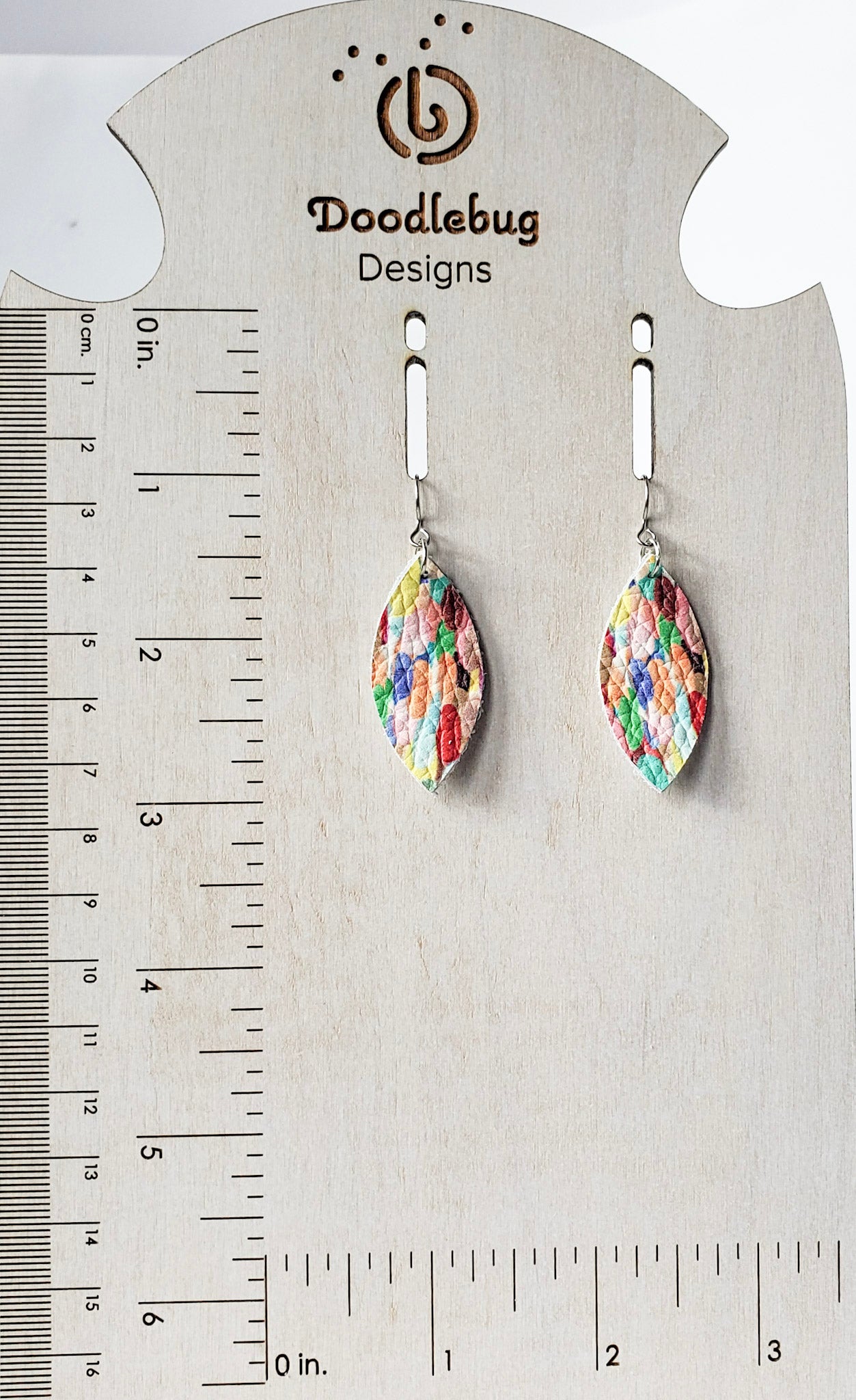 Medium Petal Leather Earring-Prints