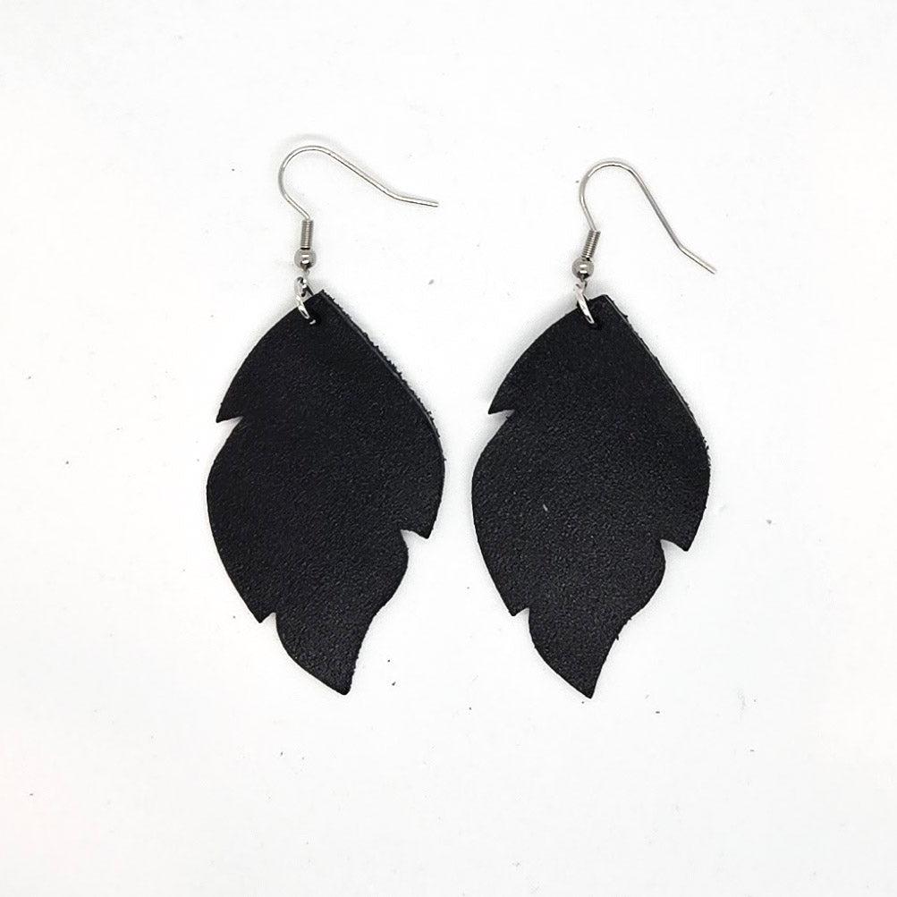 Leather Leaf Earrings