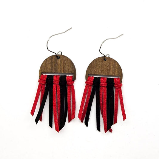 Red & Black Fringe Earrings