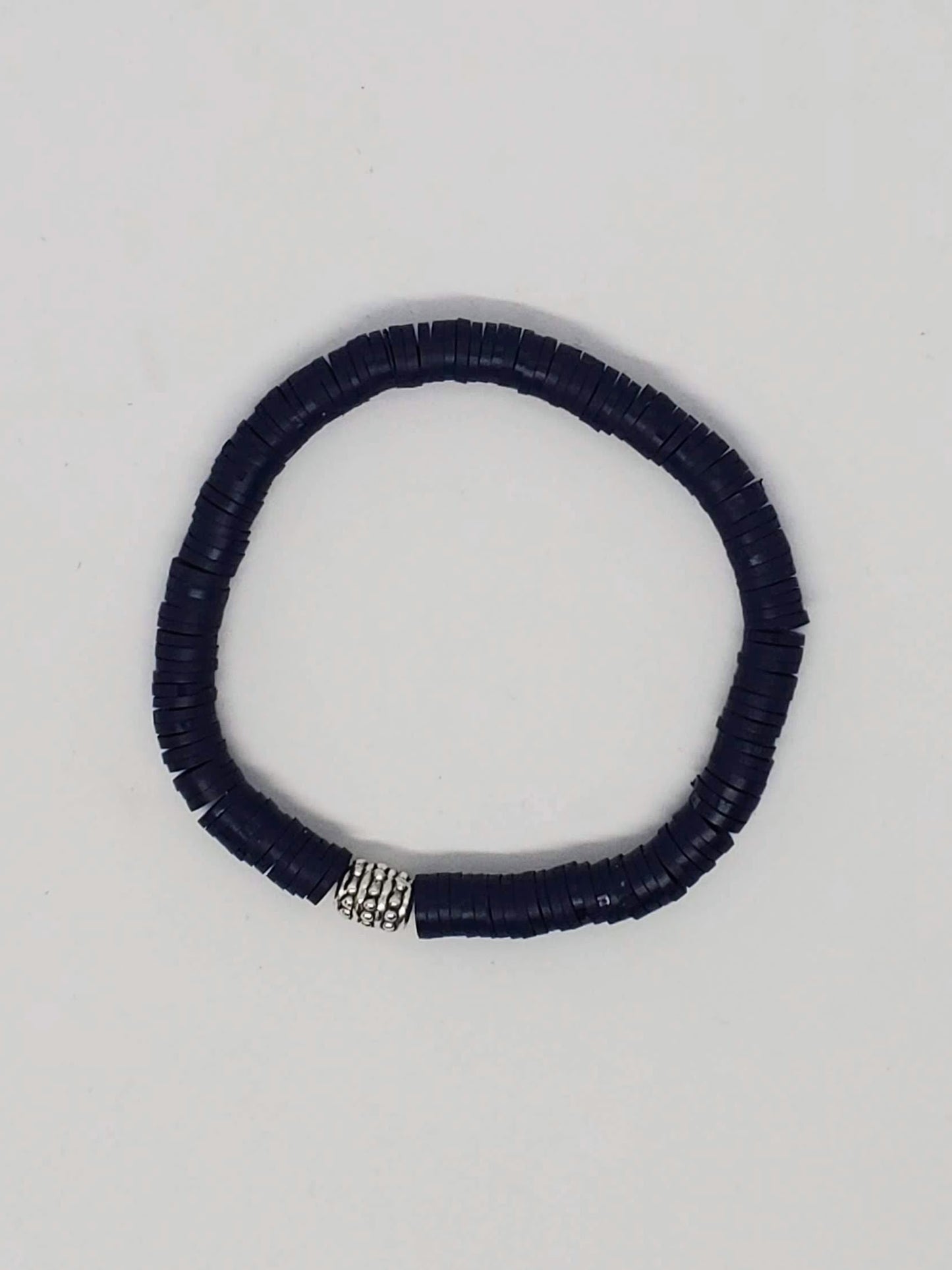 Navy Polymer Clay Stretch Bracelet