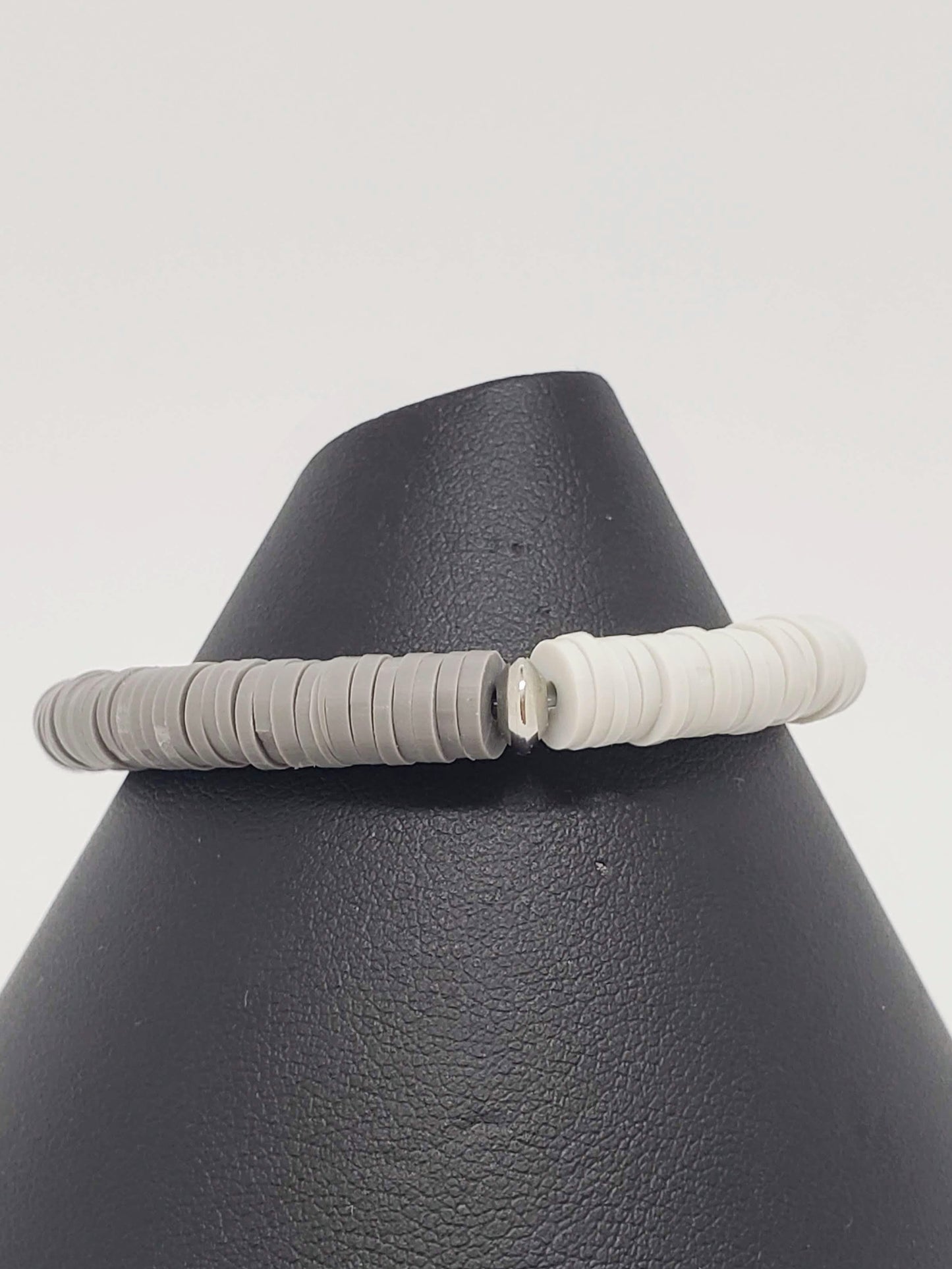 Gray Polymer Clay Stretch Bracelet