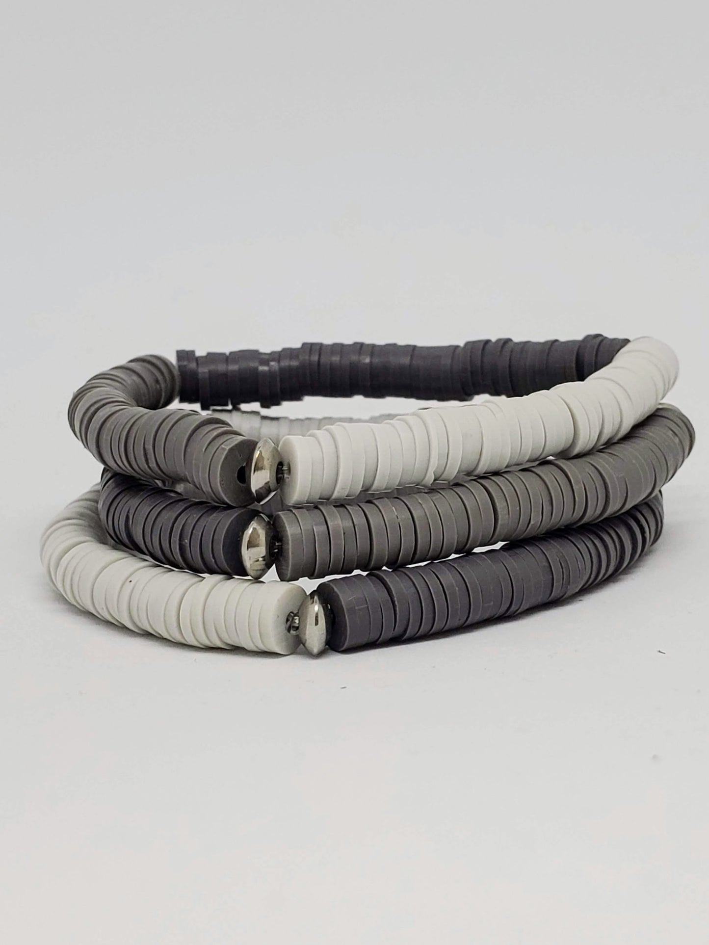 Gray Polymer Clay Stretch Bracelet