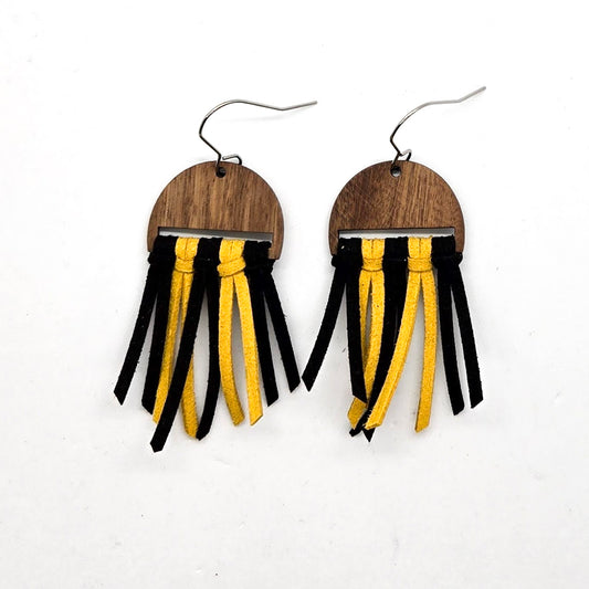 Black & Gold Fringe Earrings