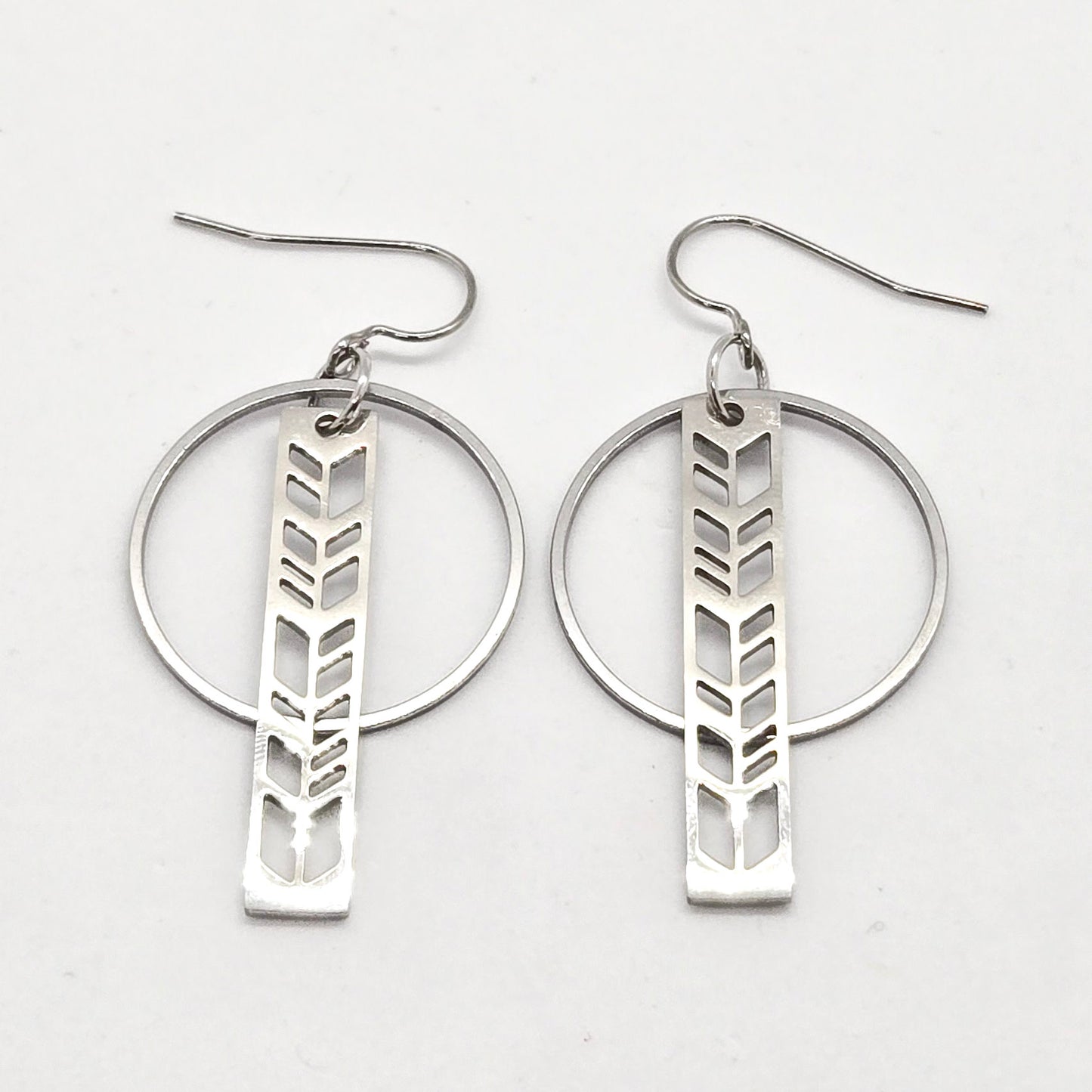 Stainless Steel Arrow Cutout Earrings