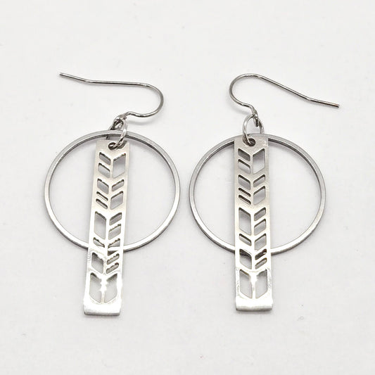 Stainless Steel Arrow Cutout Earrings