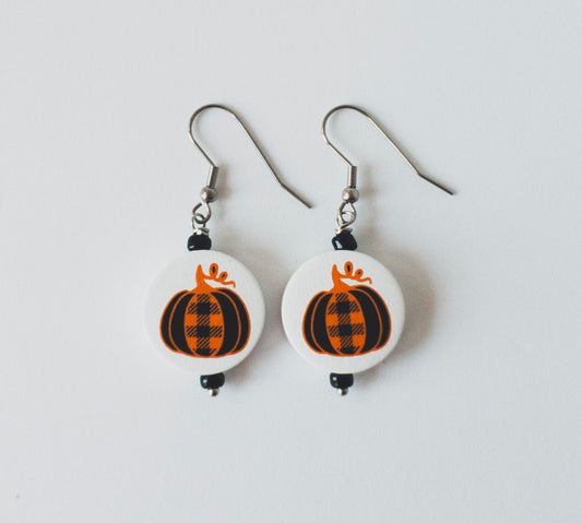Wood Pumpkin Earrings-TWO Styles