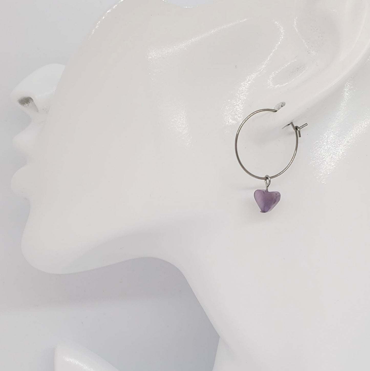 Dainty Gemstone Heart Hoops