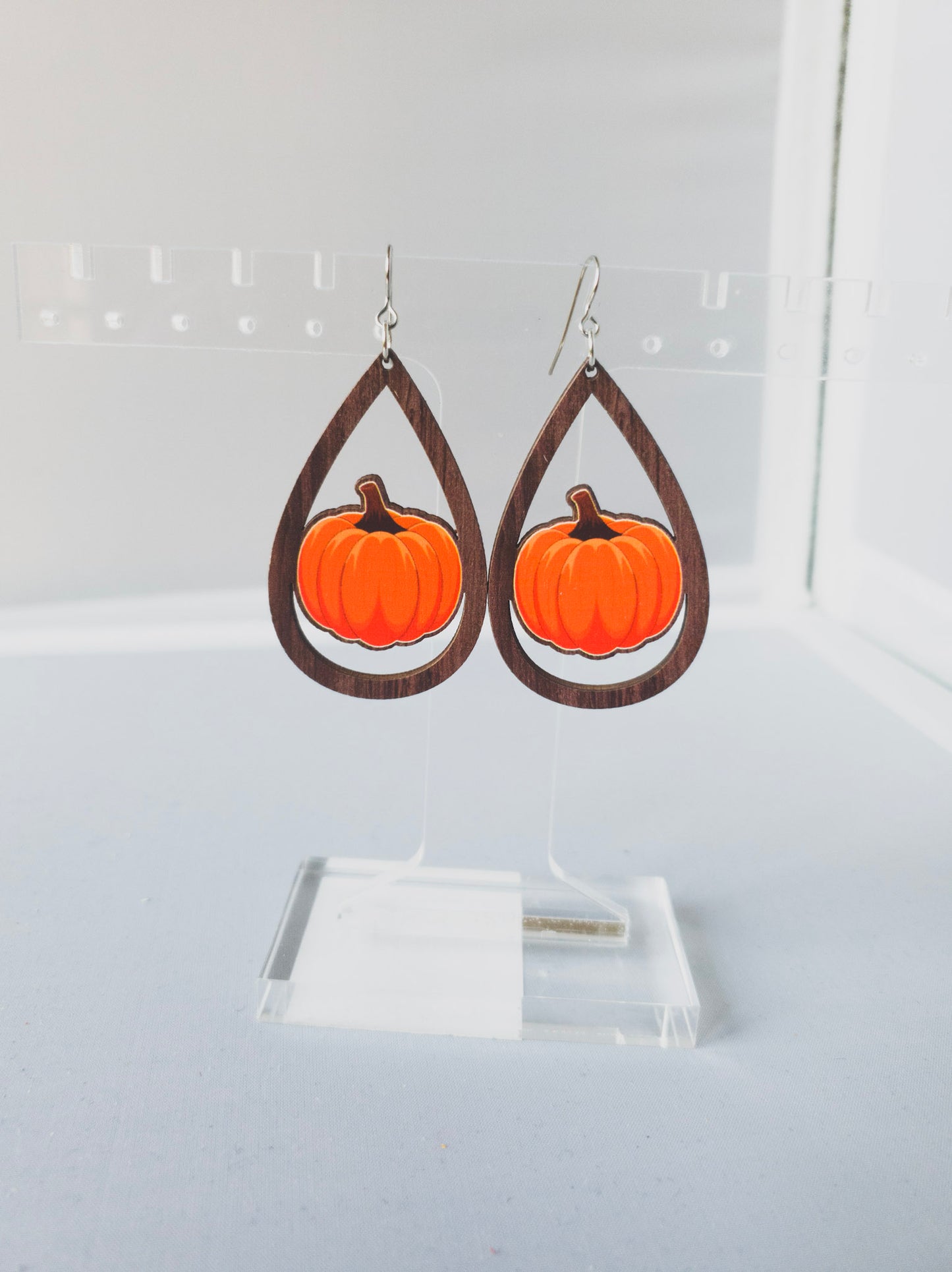 Wood Pumpkin Earrings-TWO Styles
