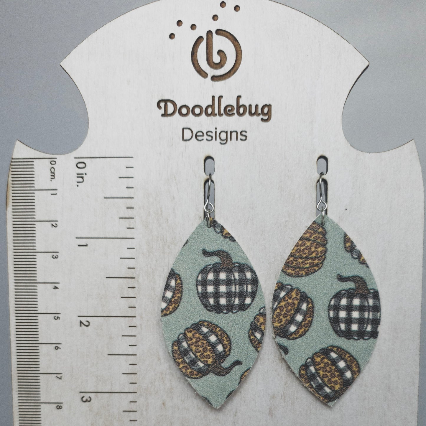Pumpkin Print Leather Earrings-TWO Shapes