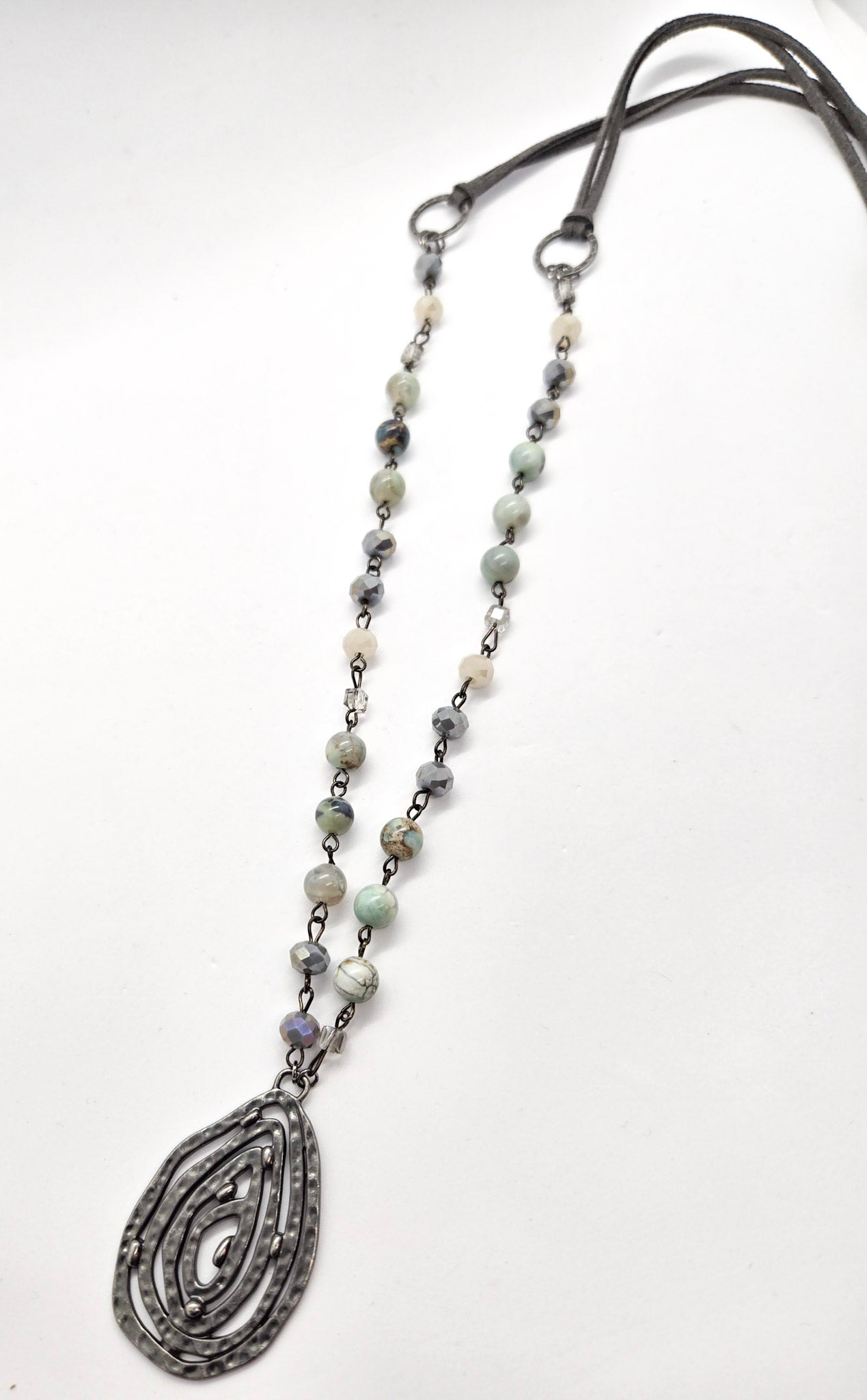 Amazonite Beaded Chain Long Necklace