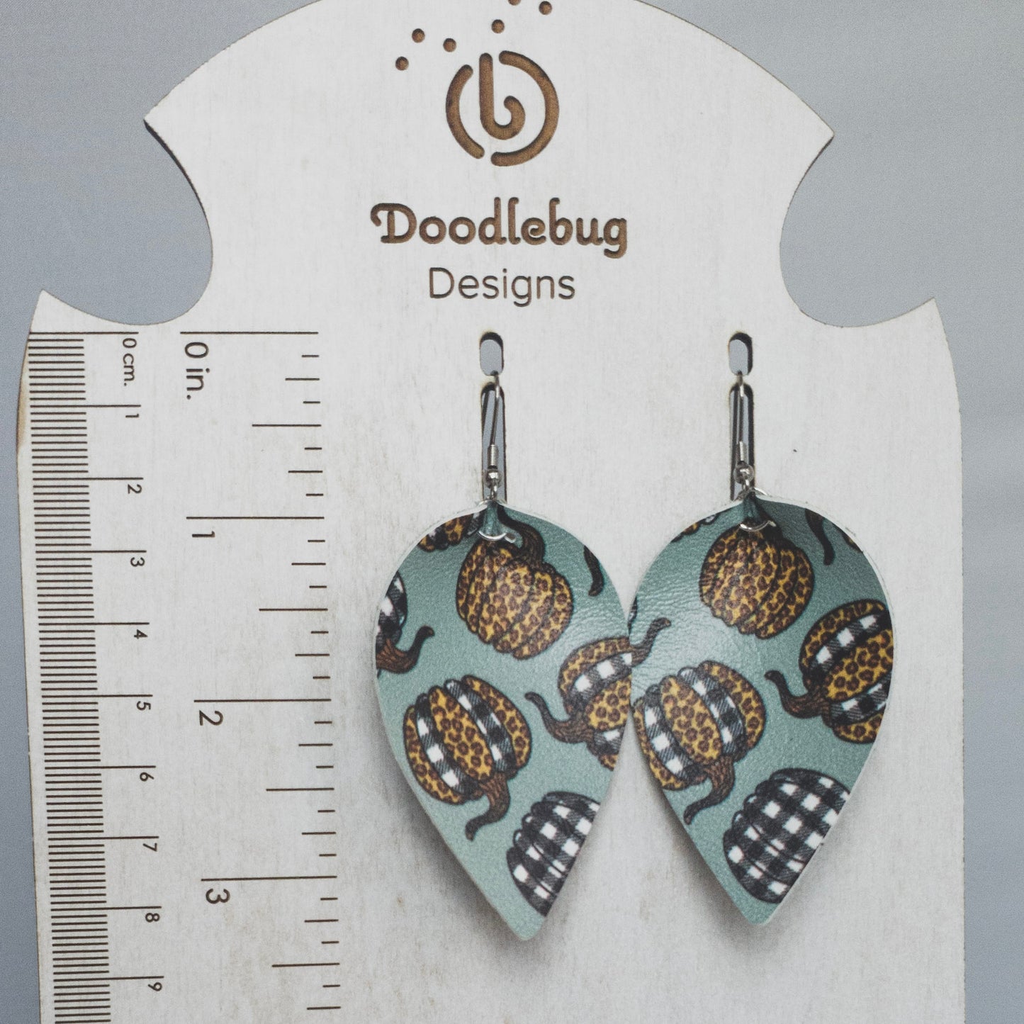 Pumpkin Print Leather Earrings-TWO Shapes