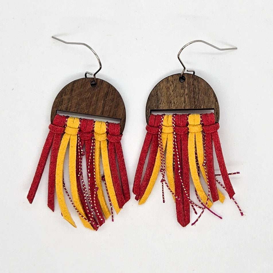 Red & Gold Fringe Earrings