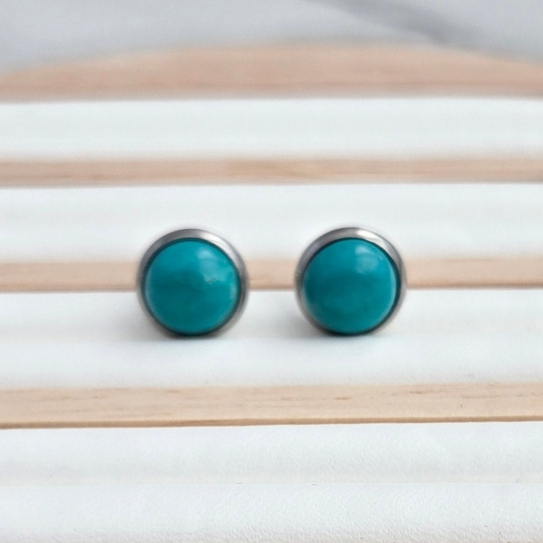 Blue Howlite Stud Earrings