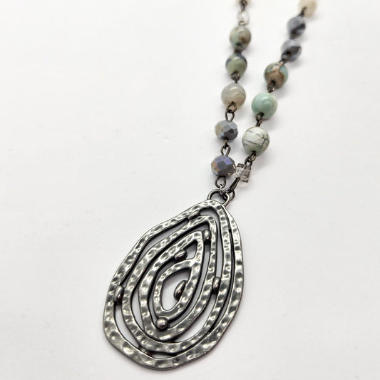 Amazonite Beaded Chain Long Necklace