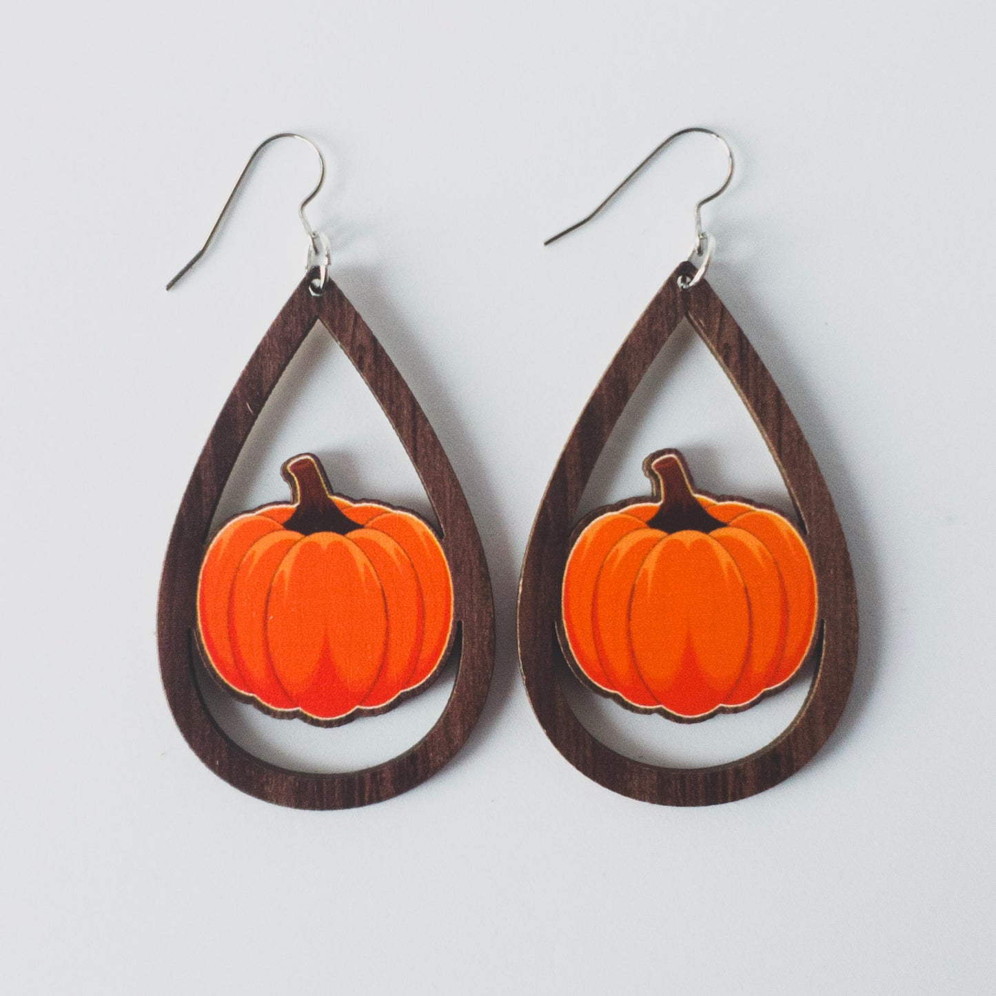 Wood Pumpkin Earrings-TWO Styles