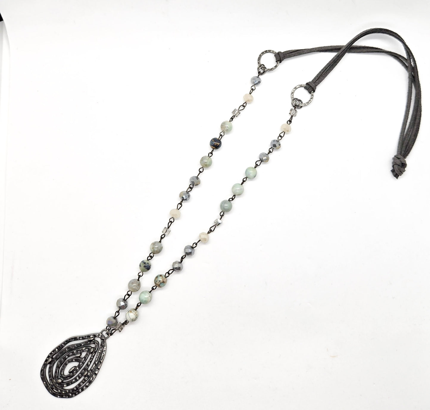 Amazonite Beaded Chain Long Necklace