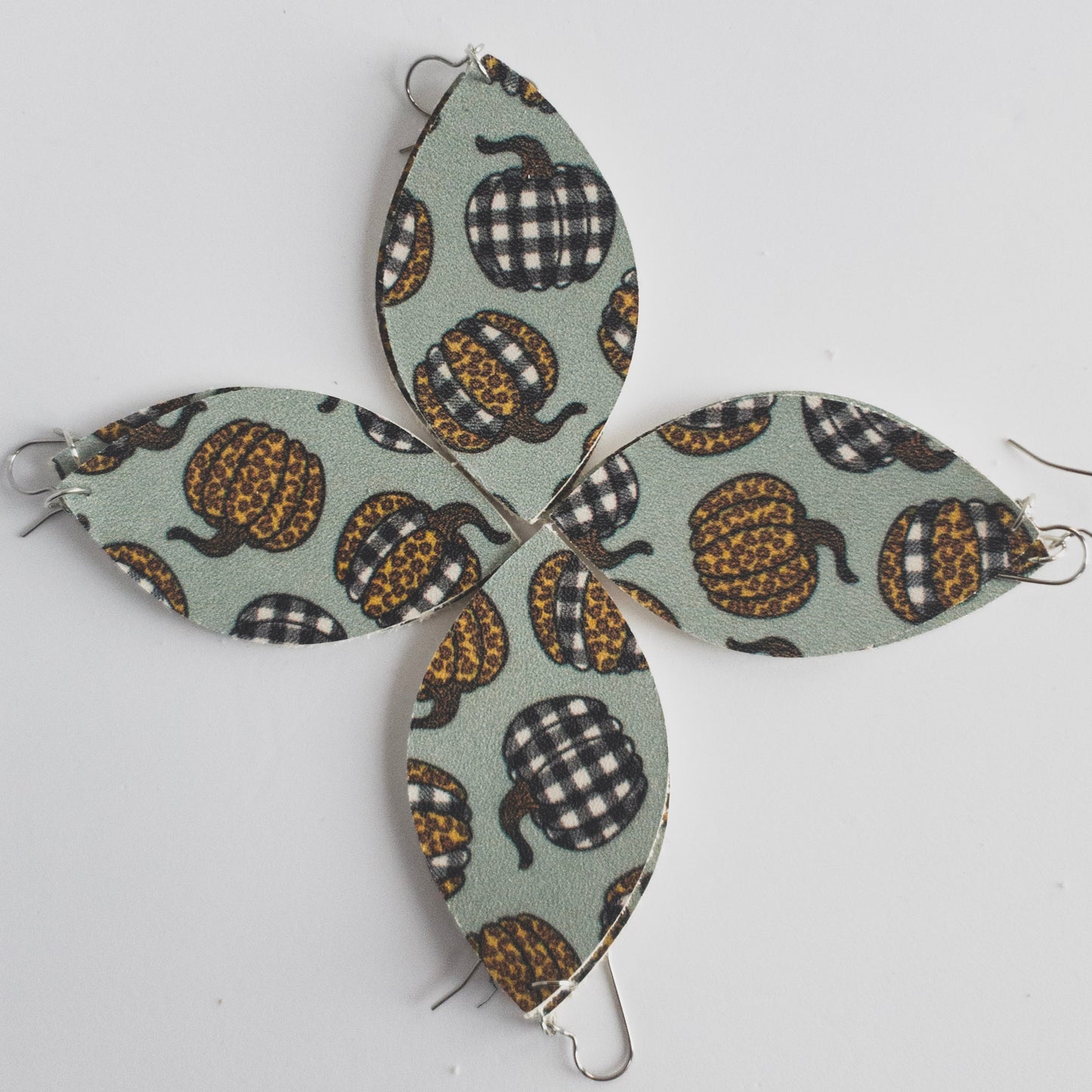 Pumpkin Print Leather Earrings-TWO Shapes